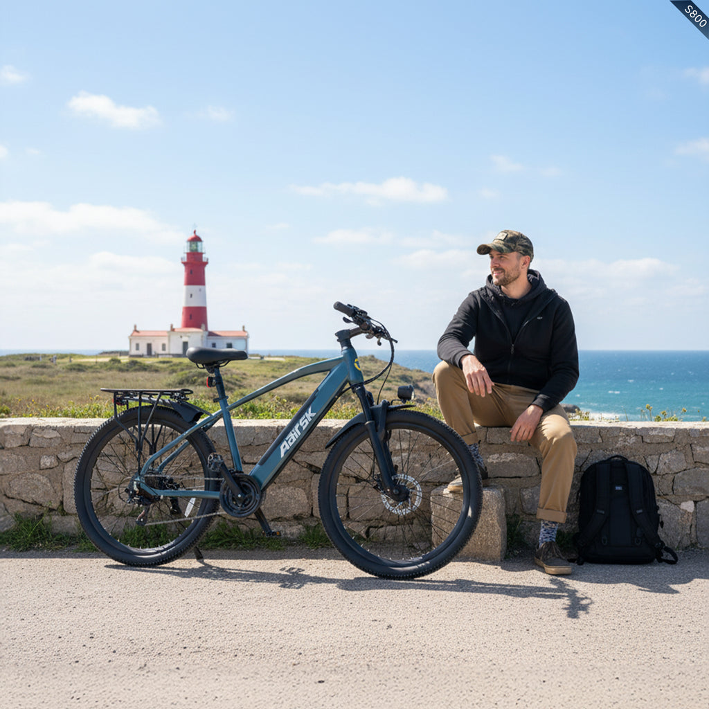 Aairsk S800 26" elcykel 750W (peak) motor, aftageligt 36V 13AH batteri, dobbelt affjedring, ideel til by- og ture på stier