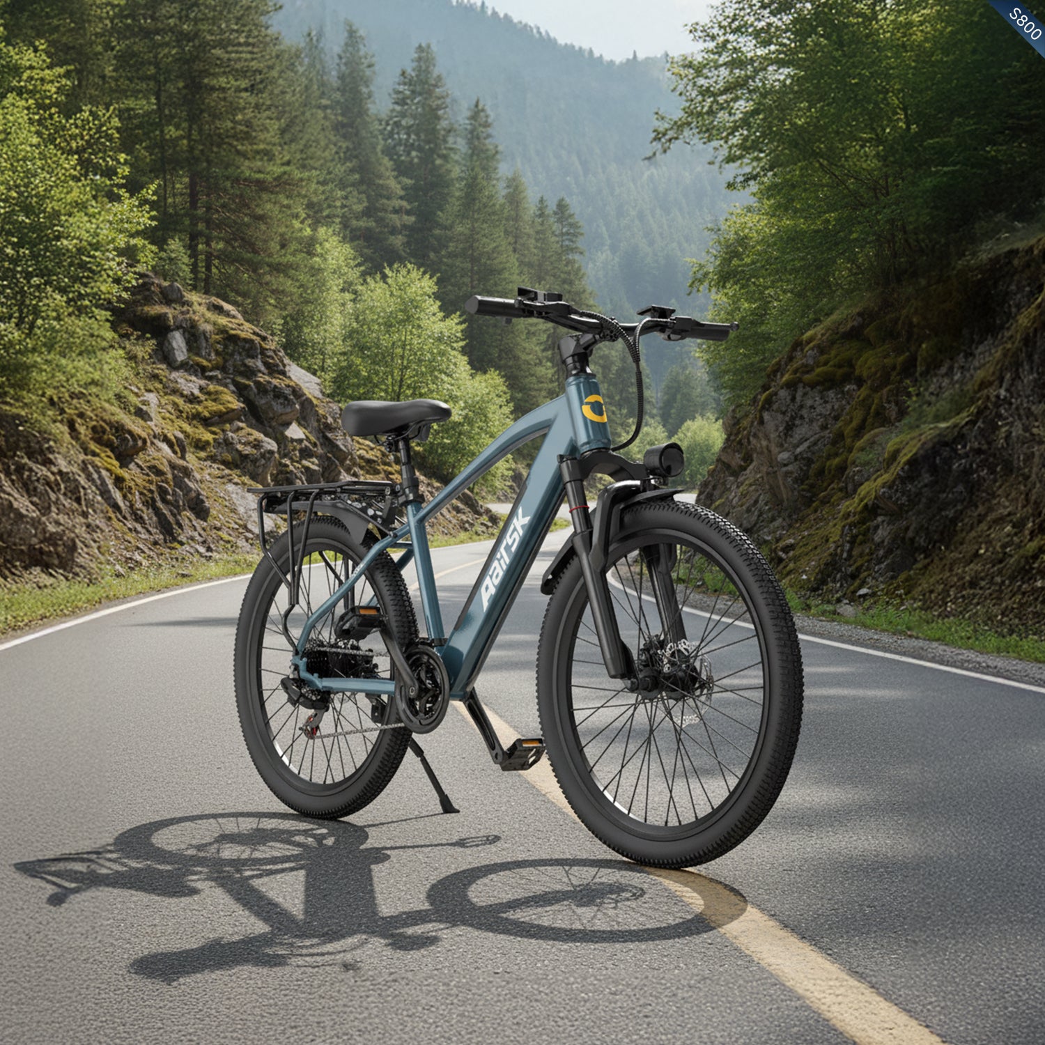 Aairsk S800 26" elcykel 750W (peak) motor, aftageligt 36V 13AH batteri, dobbelt affjedring, ideel til by- og ture på stier