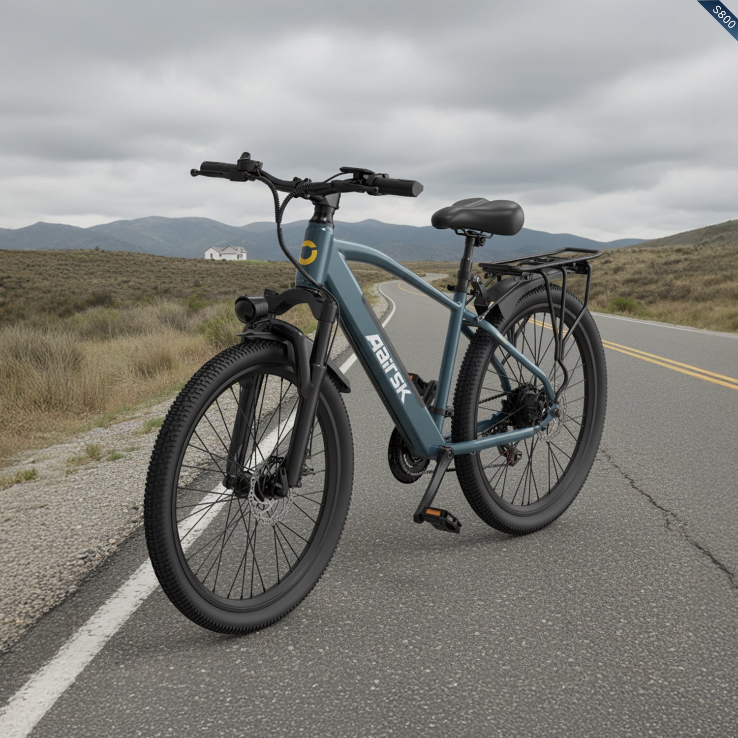 Aairsk S800 26" elcykel 750W (peak) motor, aftageligt 36V 13AH batteri, dobbelt affjedring, ideel til by- og ture på stier