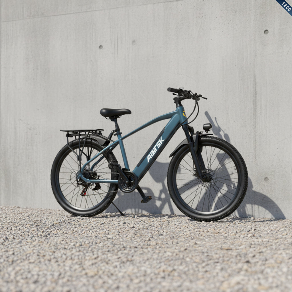 Aairsk S800 26" elcykel 750W (peak) motor, aftageligt 36V 13AH batteri, dobbelt affjedring, ideel til by- og ture på stier
