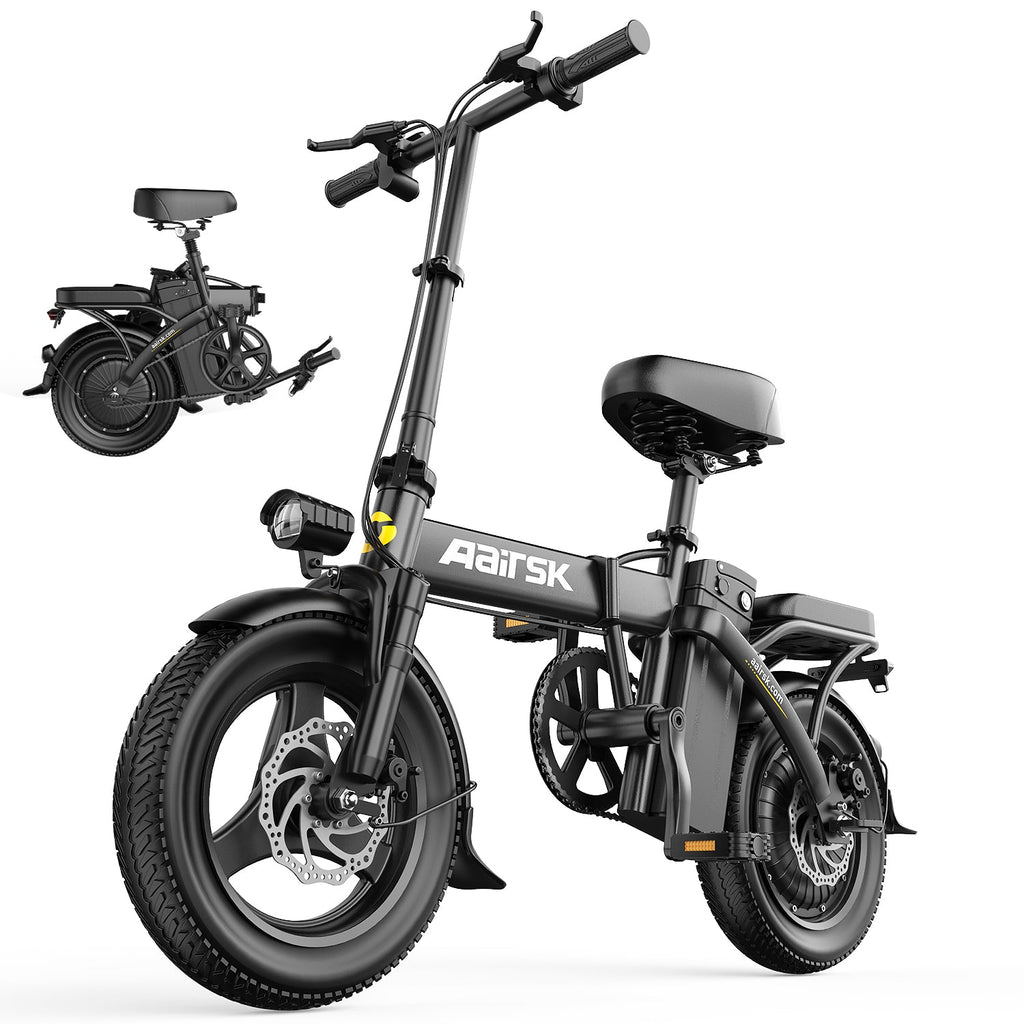 Aairsk F6 Electric Bike for Adults, 748W Motor 20Mph,48V 10Ah Removable Battery, 14" Fat Tire E-Bike with Front Suspension & LCD Display MTB UL2849