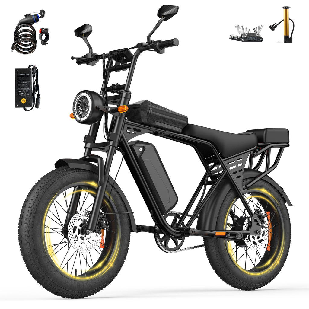 Aairsk X5 20" Electric City EBike for Adults, Fat Tire Ebike, 250W High Speed Brushless  Motor, Removable 48V 15Ah Battery, Shimano 7-Speed, LCD Display with Card Access, Complimentary accessories