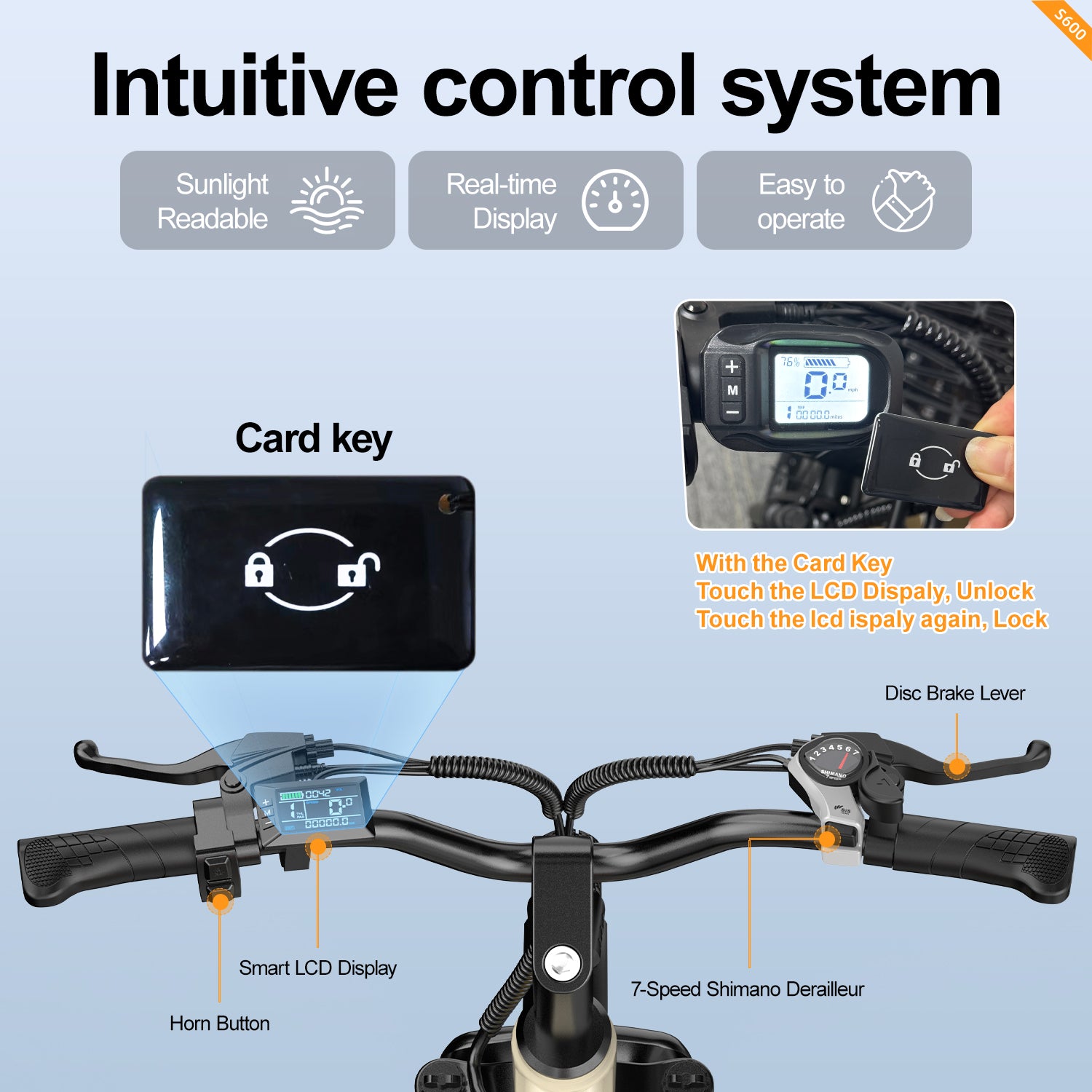 Aairsk S600 Step-Thru 24" Electric City Bike for Adults, 400W Motor(PEEK 750W), Removable 36V 13Ah Battery, Shimano 7-Speed, LCD Display with Card Access, Rear Rack, Headlight