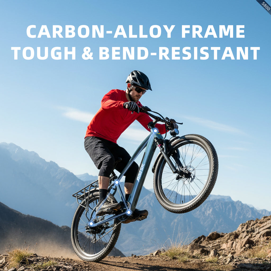 Aairsk S800 26" elcykel 750W (peak) motor, aftageligt 36V 13AH batteri, dobbelt affjedring, ideel til by- og ture på stier