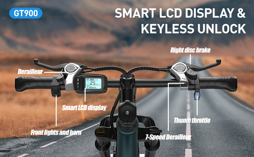 Aairsk GT900 24"/26" Elcykel 748W (Peak) Motor, 36V 13AH Batteri, Dobbelt Affjedring, Ideel til By- og Terrænture 