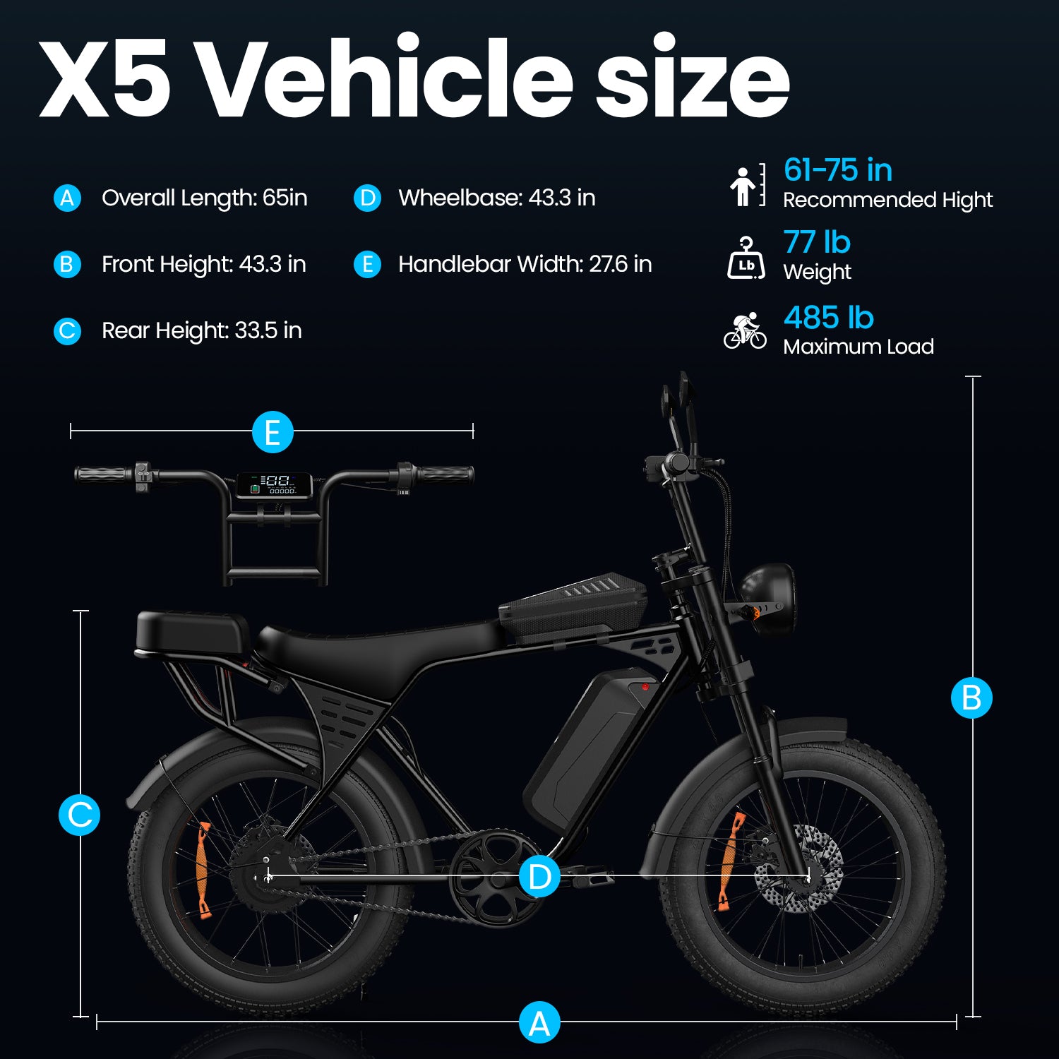 Aairsk X5 20" Electric City EBike for Adults, Fat Tire Ebike, 250W High Speed Brushless  Motor, Removable 48V 15Ah Battery, Shimano 7-Speed, LCD Display with Card Access, Complimentary accessories