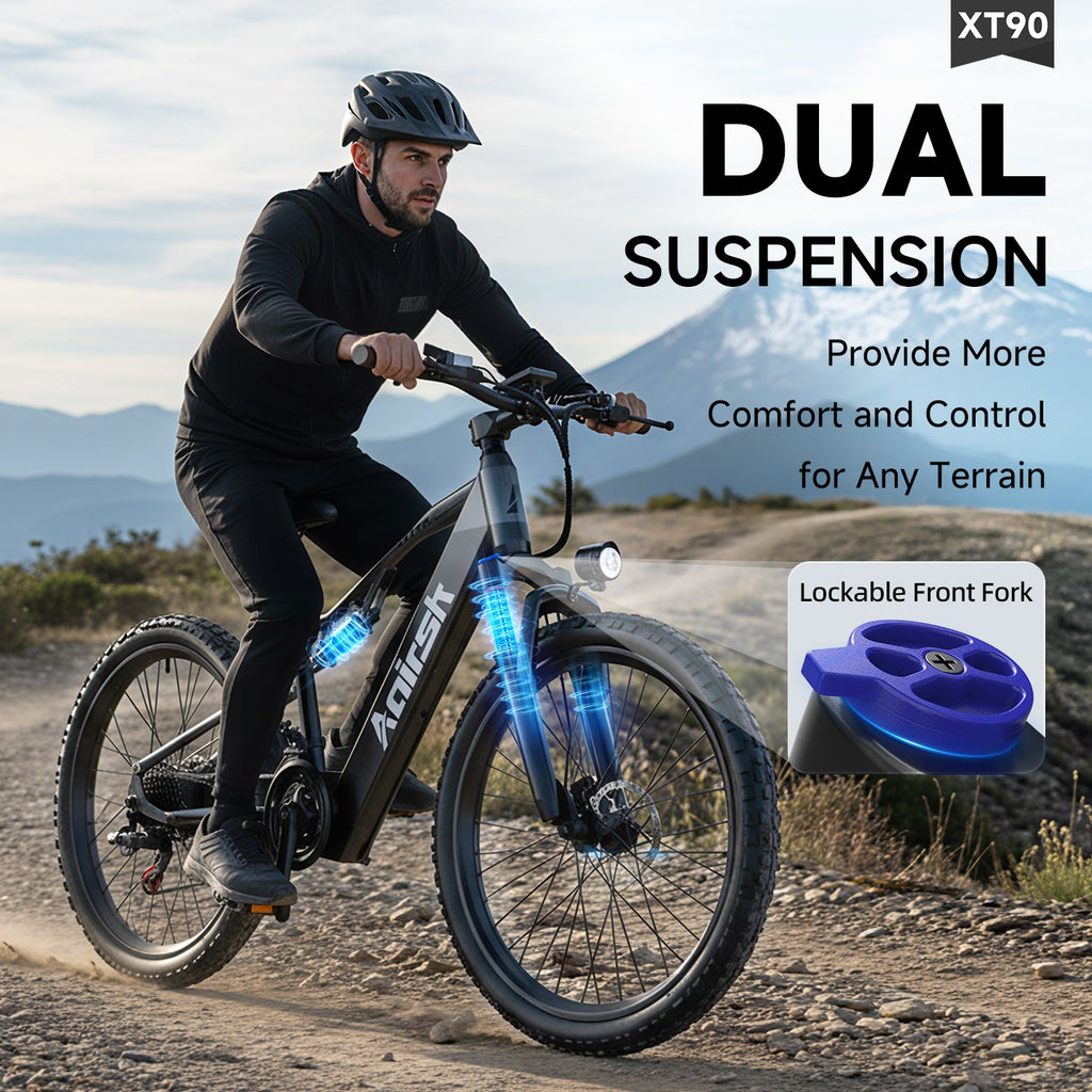 Aairsk XT90 26" Elcykel med Fuld Affjedring Peek 1500W Motor 28MPH Elcykel til Voksne