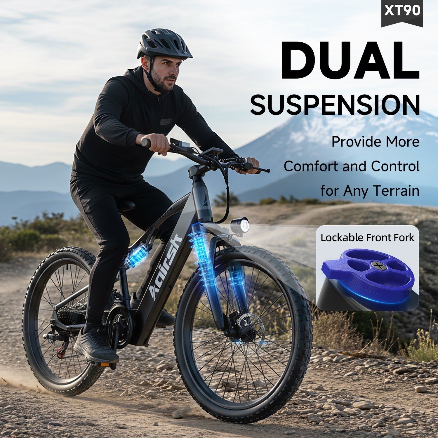 Aairsk XT90 26" Elcykel med Fuld Affjedring Peek 1500W Motor 28MPH Elcykel til Voksne